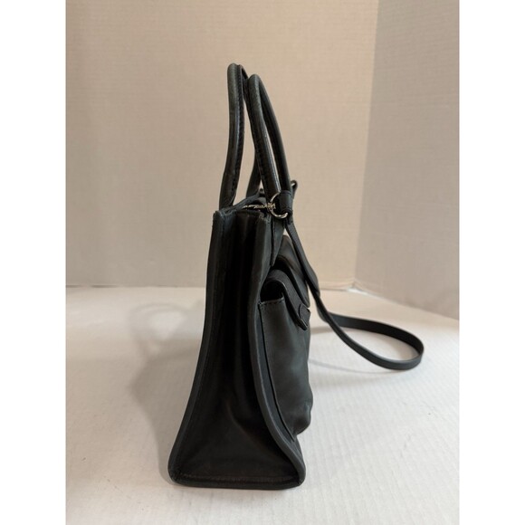 Vintage Fossil Satchel Purse Genuine Leather Black Snap Closure 75082 Handcrafte - Picture 13 of 16